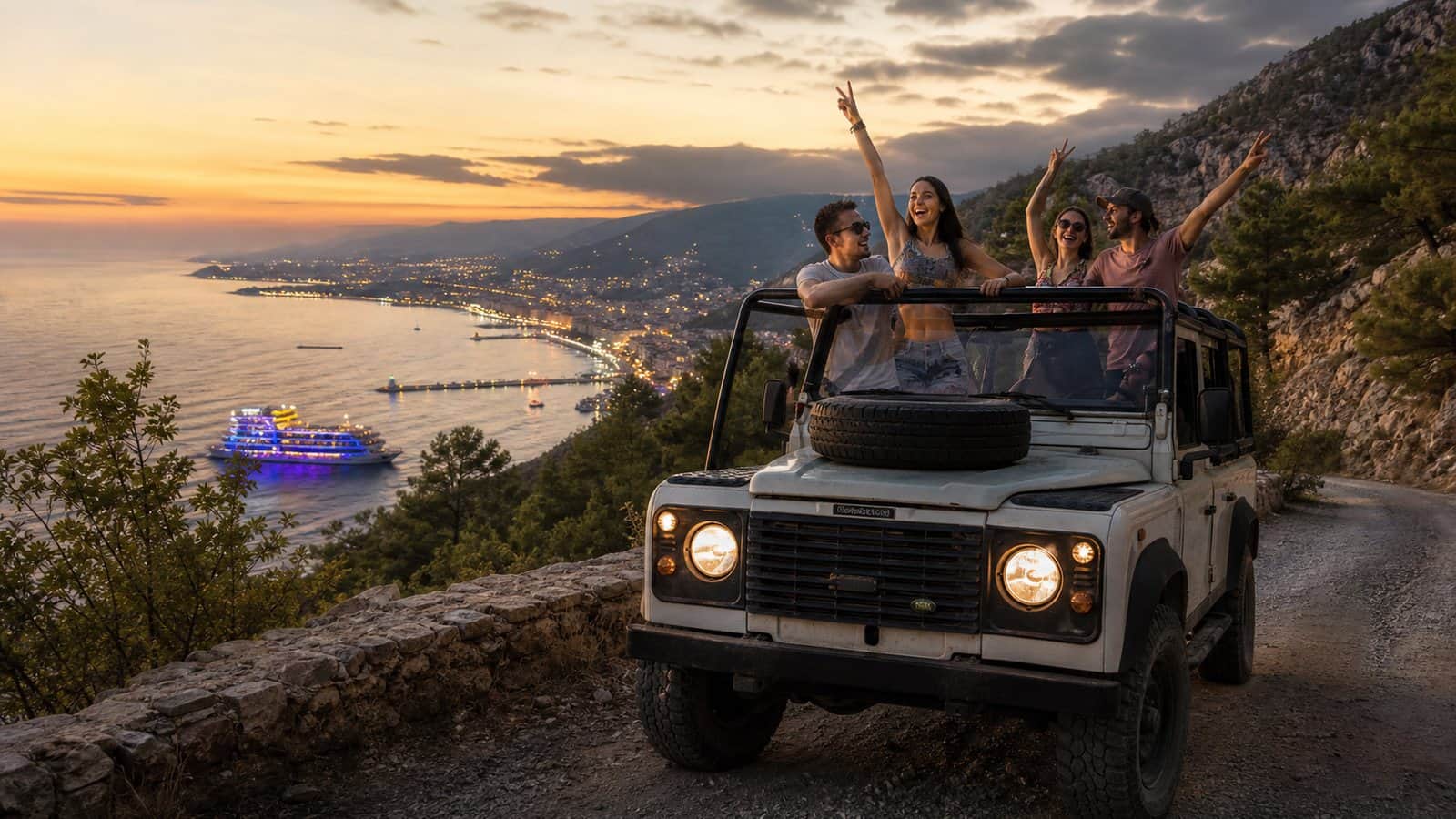 Alanya Night Jeep Safari & Boat Tour